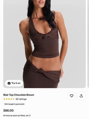 Blair Chocolate Brown Knot Halter Top